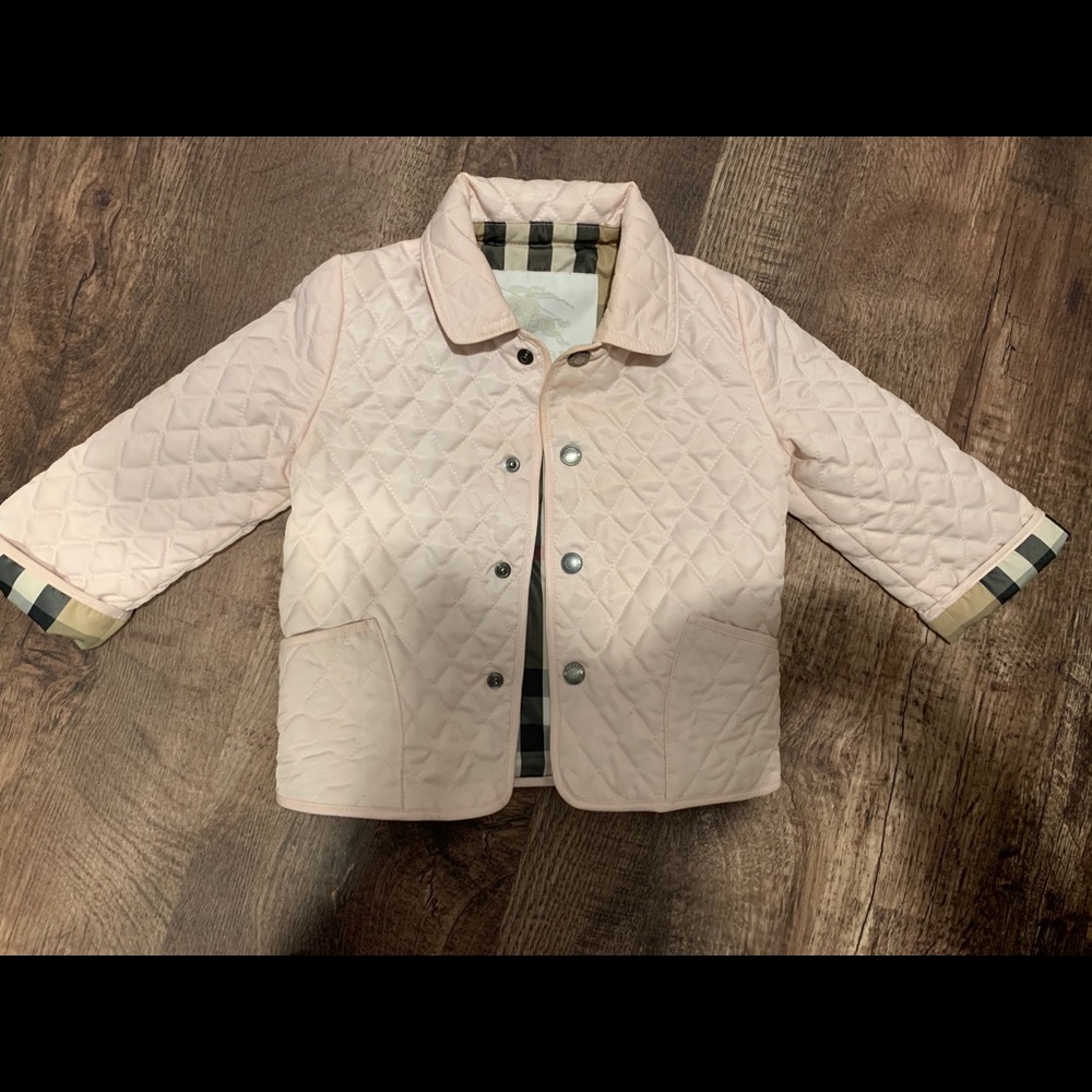 12 months pink Burberry authentic quilted jacket